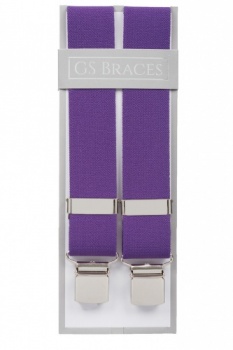 Plain Purple Trouser Braces With Large Clips